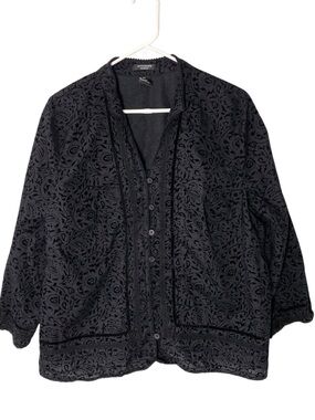 VINTAGE AUTOGRAPH Black Velvet Burnout Blouse